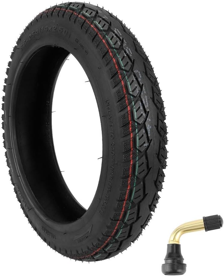 14 Inch 14x2.5 Tubeless Tire for Electric Electric vehicle Scooter Vacuum Tyre Parts, 14x2.50 Tubeless Tyre Replacement(Tire+nozzle)