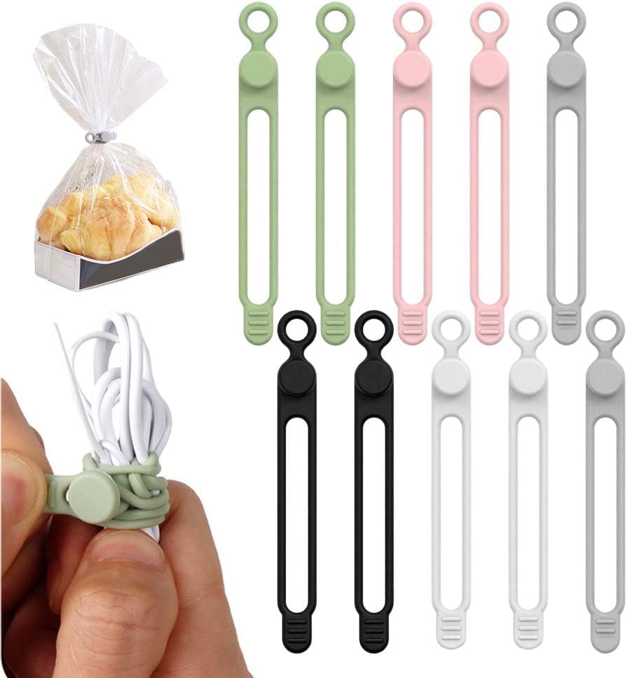 20pcs Data Cable Organizer, 2025 New Silicone Cable Ties Cable Management Organizer, 106mm Reusable Cord Organizers, Colorful Wire Organizers for Cords (20)