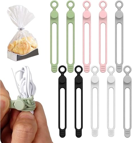 Miniatura 8 de 30 piezas de organizador de cables de datos, 2025 nuevas bridas de cable de silicona Organizador de gestión de cables, Organizadores de cable