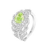 Anillo Ajustable Mujer, Anillo De Ala De Ángel Con Corte De Pera Para Mujer, Anillo De Compromiso O Boda Con Piedras Preciosas, Zafiro, Esmeralda, Amatista, Rubí, Banda De Diamantes Simulados, Joye