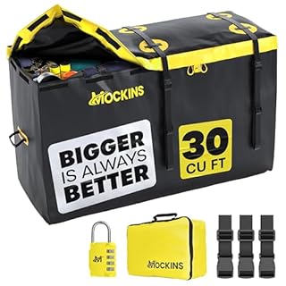 Mockins 30 Cu Ft Trailer Hitch Cargo Carrier Bag | 60"x24"x36" Weatherproof Cargo Bag for Hitch Carrier | Waterproof Truck Bed Storage Set | Vinyl Vehicle Soft-Shell Carriers for Road Trips & Camping