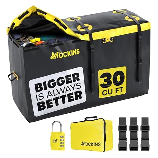 Mockins XL 30 CuFt All-Weather Trailer Hitch Cargo Carrier Bag 60"x24"x36" | Heavy Duty Waterproof Cargo Bag for Hitch Carrier & Truck Bed Bag | Durable Vinyl Vehicle Soft-Shell Carriers & Accessories