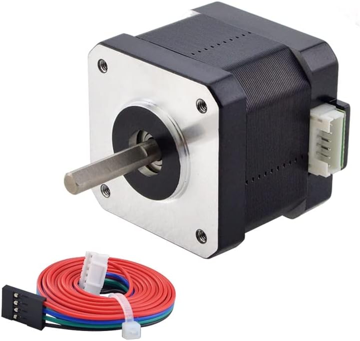 Stepper Motor Nema 17 Bipolar 42 Ncm 1.5 A 42 x 42 x 39 mm 4 Wires with 1 m Cable & Connector for 3D Printer/CNC Milling Machine, Black