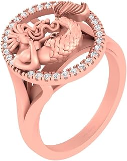 Diamond Mermaid Engagement Ring Rose Gold Finish 925 Sterling Silver Marine Beauty Mermaid Ring