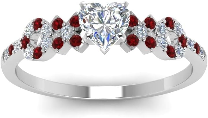 Choose Your Gemstone Beautiful XO Design Diamond CZ Ring 925 Sterling Silver Heart Shape Side Stone Engagement Rings Lightweight Office Wear Everyday Gift Jewelry US Size 4 to 12