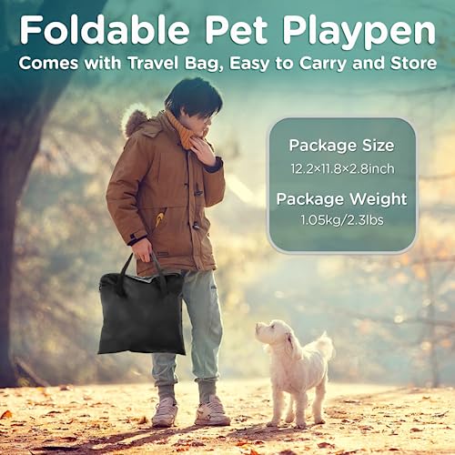 Foldable Pet Kitten Playpen, Waterproof Portable Cat Dog Playpen Kennel Tent for Small Dog Cat, Retractable Shade Cover, Come with Free Carrying Case, Indoor Outdoor Use for Small Animals, BlackTeal - Thumbnail 5