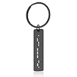 Morse Code Keychain - Custom Engraved Bar Keyring with Secret Message, Unique and Meaningful Gift for Boyfriend, Girlfriend, Best Friend, or Family Member (C.2)