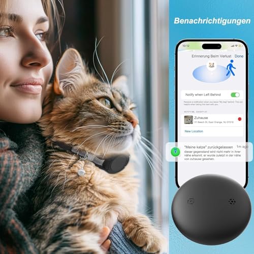 JIARUI SmartTag Katzenhalsband,Mini Tracker Ohne ABO für Katze (nur IOS), Reflektierendes GPS Katze Tracker Halsbänder, Tracking Standort von Haustieren, Arbeite mit Apple Find My (1 Pack)