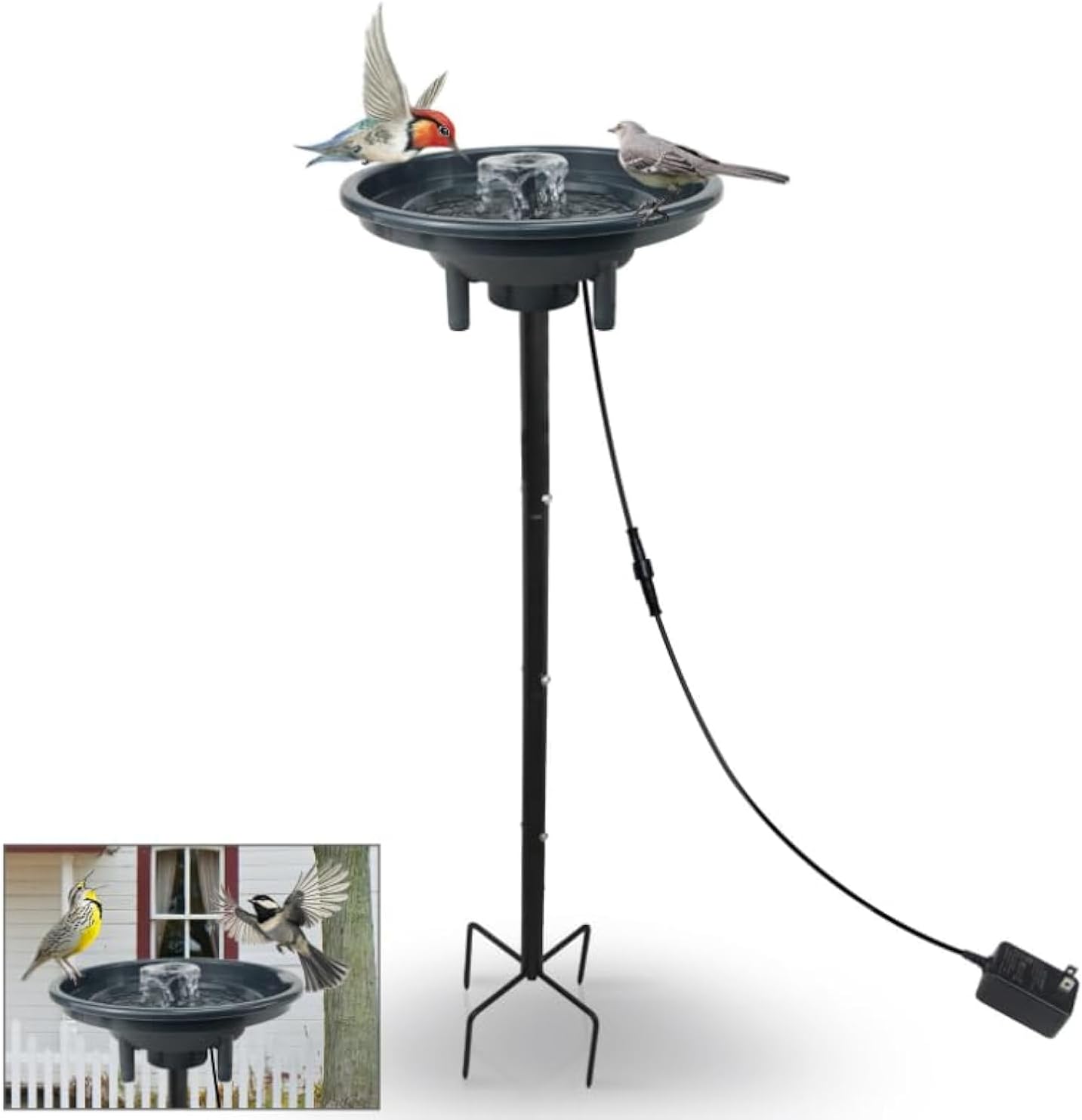 Bird Baths for Outdoors,Hummingbird Bath Fountain,12 Inches Bird Bath Bubbler Fountain,Detachable Birdbath Bowl for Garden Patio Lawn Yard Decoration