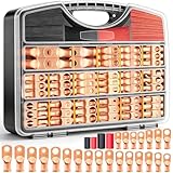 Twidec/230PCS Battery Cable Ends Kit AWG 8 6 4 2 1 1/0 2/0 Heavy Duty Copper Lugs Copper Cable Wire Lugs,Coppers Ring Terminals Connectors with Heat Shrink Tube N-099-230PCS