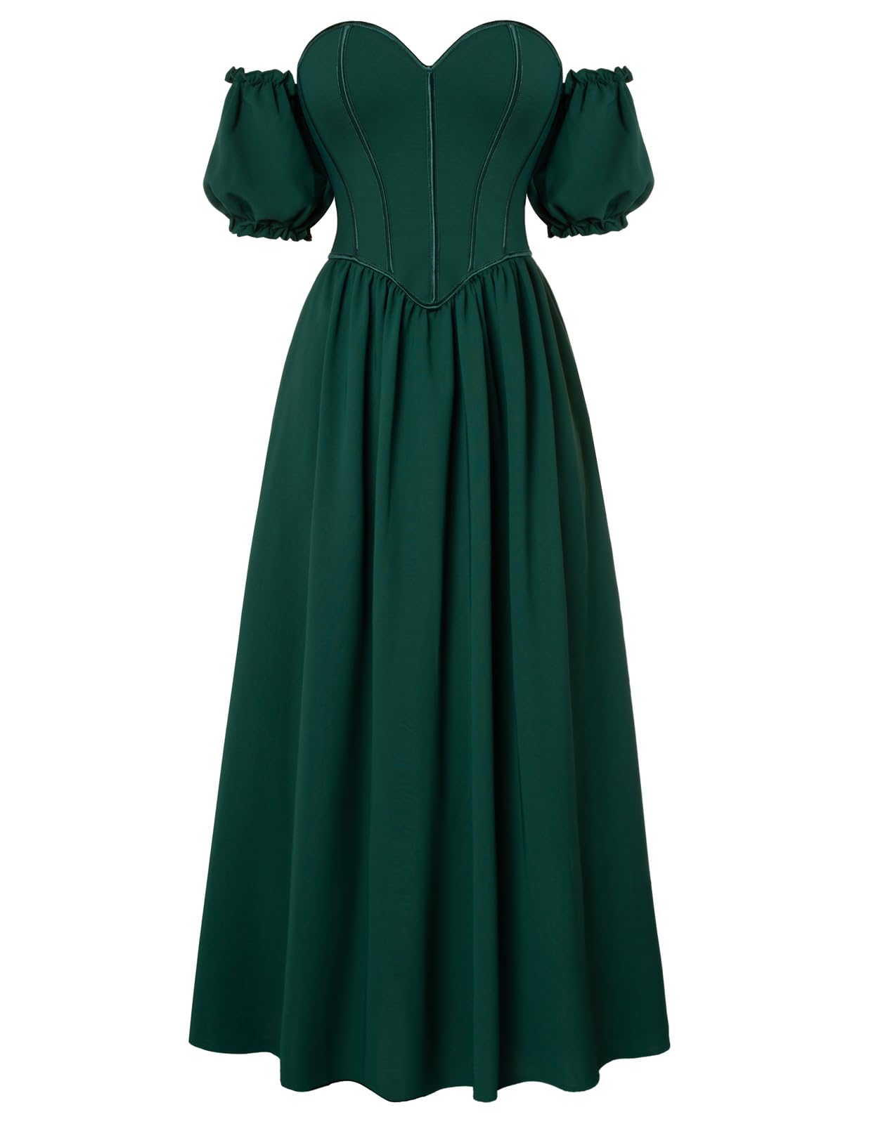 SCARLET DARKNESS Damen Mittelalter Kleider Schulterfrei Puffärmel Party Corsagenkleider