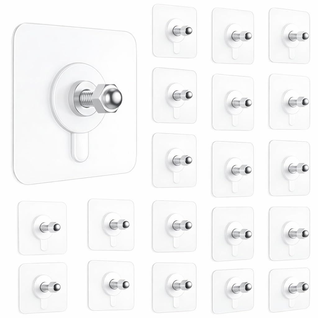 DALUCI 20 Pcs Self Adhesive Wall Hooks for Hanging | Heavy Duty Adhesive Hooks for Wall | Screw Nail Free Sticky Hooks for Wall Heavy Items Without Drilling | Transparent Wall Hanger Hook (Pack of 20)