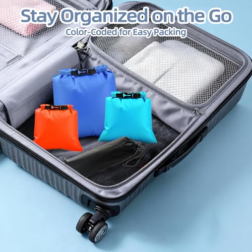 Set de 6 bolsas secas impermeables para natación y playa, resistentes al agua, livianas con cierre enrollable, bolsas de tamaños múltiples para deportes acuáticos y esenciales de playa miniatura 2