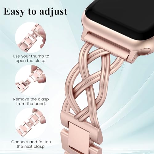 Image of TOYOUTHS Dressy Bracelet Compatible with Apple Watch Bands 38 /40 /41 /42 /44 /45 /46 /49mm Women, Celtic Stainless Steel Metal Fancy Nice Pretty Strap for iWatch Series 11 10 9 8 7 6 5 4 Ultra /SE 3 2 1