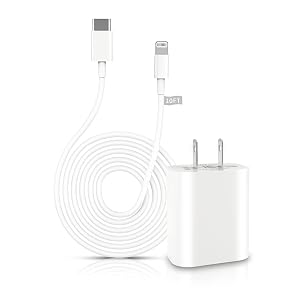 iPhone Fast Charger Apple MFi Certified 20W PD USB C Wall Charger Block with 10FT Extra Long Type