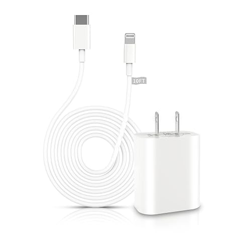 iPhone Fast Charger Apple MFi Certified 20W PD USB C Wall Charger Block with 10FT Extra Long Type