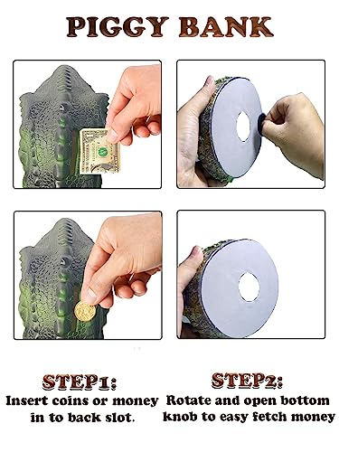 Boys Piggy Bank Resin Large Coin Money Bank,Kids Bank Can Hold 1000 Coins Tyrannosaurus Rex Toys, Dinosaur Money Saving Box Christmas Birthday Gift For Boys Girls Adults Home Decoration #TOP5