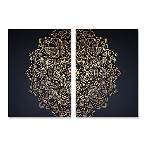 Affiche mandala floral abstrait boho 40x60cm lot de 2 toiles sans cadre pour déco salon