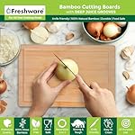 Freshware Wood Cutting Boards for Kitchen - Bamboo Cutting Board Set of 3, Cutting Boards with Juice Grooves, Serving Board Set, Chopping Board for Meat, Veggie, Easy Grip Handle (9x6", 12x8", 15x10") - Image 2