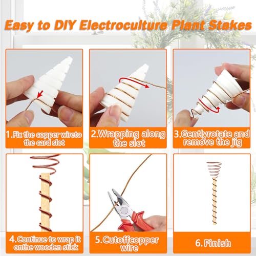 Fio de cobre para jardinagem eletrocultural, pacote com 2 antenas de jardinagem de cobre e suporte d