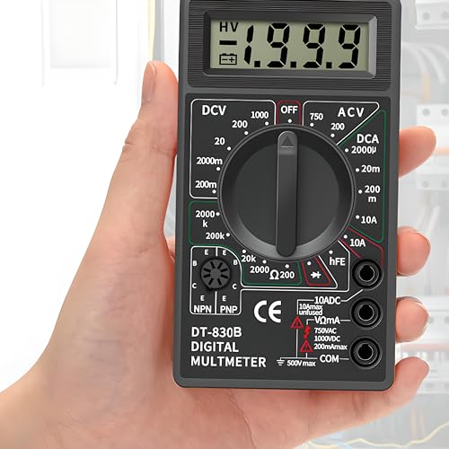 Retoo Multimetr cyfrowy LCD omomierzem, amperomierz, woltomierz do napięcia AC/DC, miernik prądu DC/AC: 0-5 A, mierzy napięcie, prąd, rezystancję, przejście, częstotliwość, diody, czarny