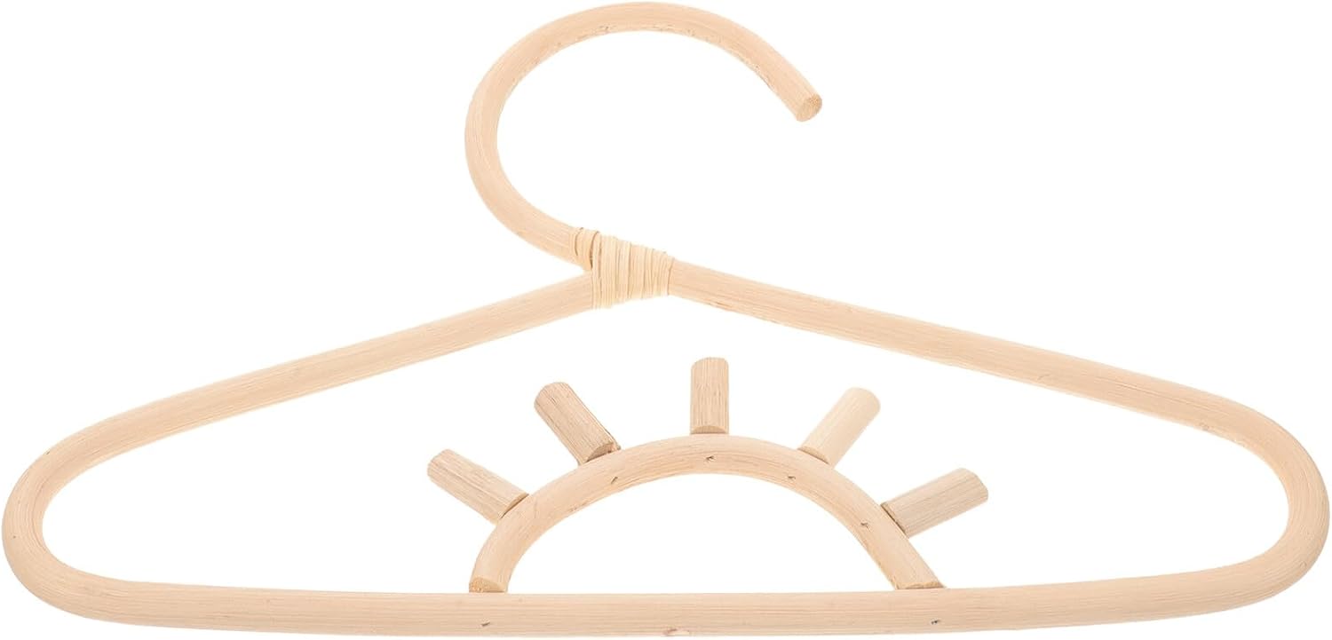 Rattan Children’s Clothing Hangers Nursery Hanger Beige for Baby Closet