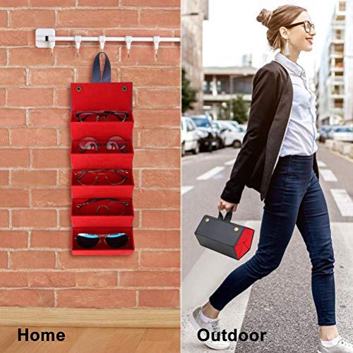 Vários óculos de sol de couro, estojo organizador de viagem, caixa de armazenamento portátil para óc