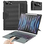 Nillkin Keyboard Case for iPad Air 13 inch (M4 2026/M3 2025/M2), iPad Pro 12.9 inch (6th/5th/4th/3rd), Detachable Keyboard, Pencil Holder, 7 Backlight Colors, Magic Trackpad, Adjustable Stand, Black