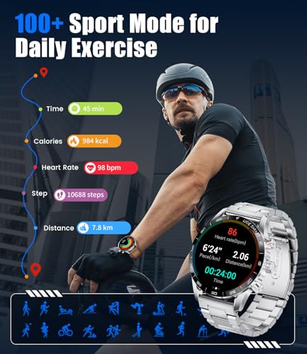 LIGE Reloj Inteligente Hombre 1.43» AMOLED Smartwatch Hombre Llamadas y Asistente Voz, 15 días de duración de la batería, 124 Deportes Modo Reloj Deportivo para Android iOS, 2 Correas - Imagen 5