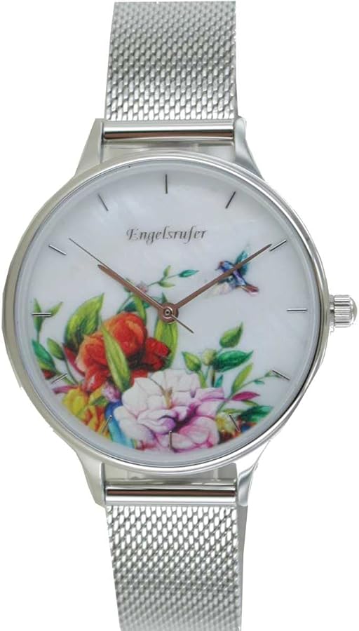 Engelsrufer Orologio Da Donna – Quadrante Argento-Rosa, Cinturino Grigio Pelle, Cassa 38mm