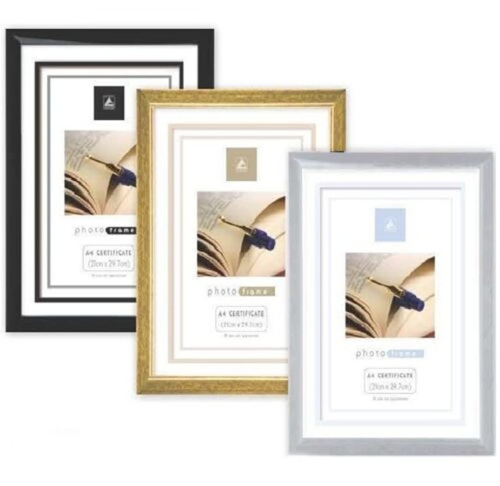 A4 Picture Frame Photo Display Frame Poster Certificate Frame Black Gold Silver UK (A4, Gold)