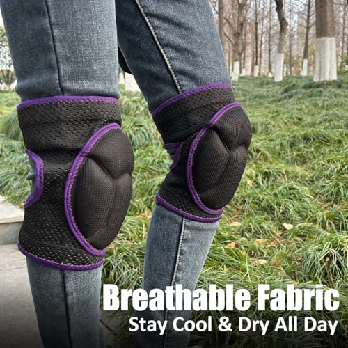 Women Knee Pads for Gardening, Knee Pad for Men Floor Work, Flooring Worker, Safety Knee Protectors for Scrubbing Floors, Lightweight Knee Cap Protection Pads for Carpenters, Retailers, Purple S by KneeCradle - Image 3