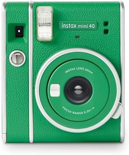 Fujifilm Instax Mini 40 Instant Film Camera with Built-in Selfie Lens, Auto Exposure, Auto Shutter Speed, Easy to Use, Stylish and Classic Design Polaroid Cameras (Renewed) (Green)