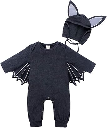 SOIMISS Wings Romper Halloween Toddler Halloween Ghost Romper Newborn Baby Clothes Hoodies Romper Bat Newborn Autumn Season Jumpsuit