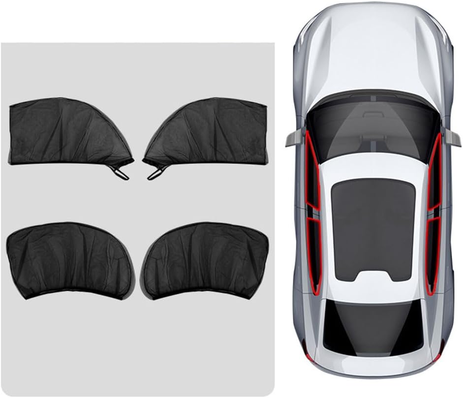 Breathable Car Window Sunshade for Renault Modus (JP0 2004-2012),Elastic Mesh Side Window Sock,Anti-Uv Baby Pet Protector,Allows Window To Roll Down,Front And Rear Sun Blind Cover