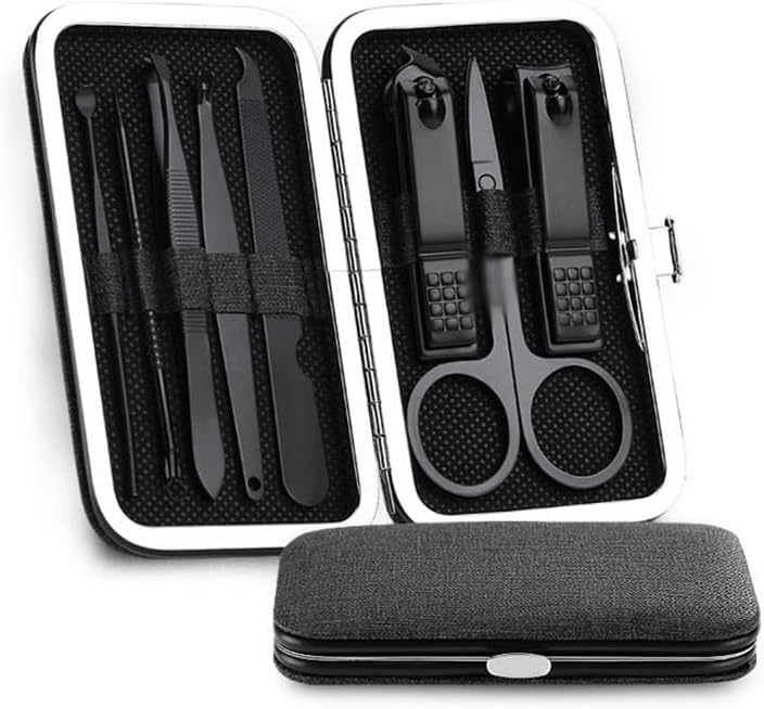 Nail Clippers Kit Piece Nail Clipper Set, Black Stainless Steel Home Manicure Knife, Portable High-End Scissors, Dead Skin Trimming Tool Manicure Pedicure Kit(Pink)