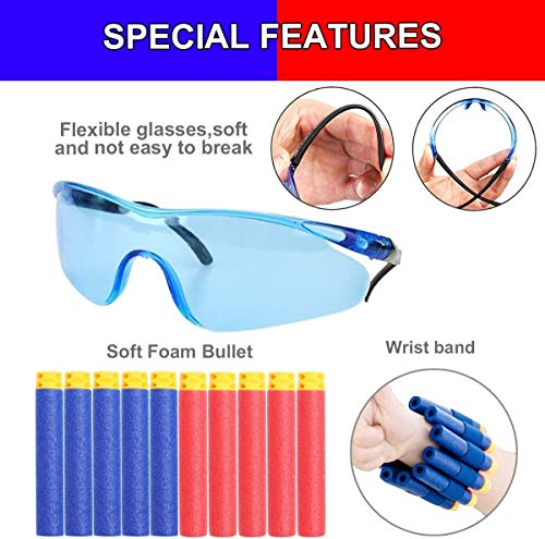 POKONBOY Party Supplies Compatible with Nerf Guns, 10 Sets Kids Blaster Guns Birthday Party Favors Accessories with Face Mask, Refill Darts, Tactical Glasses and Wrist Bands for Two Teams - Thumbnail 4