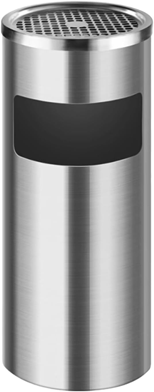 Standing Ashtray, Stainless Steel Outdoor Ashtray Trash Can, Commercial Garbage Can, with Inner Bucket, Suitable for Any Public Places(Silver)