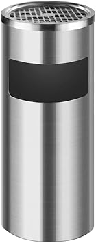 Standing Ashtray, Stainless Steel Outdoor Ashtray Trash Can, Commercial Garbage Can, with Inner Bucket, Suitable for Any Public PlacesSilver