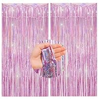 OEMG 4 Pièces Argent Rideau Métallique De Frange Brillant Rideau à