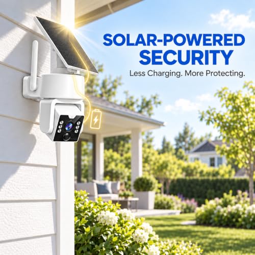 Security Cameras Wireless Outdoor, No Subscription 500GB Local Storage, Solar Powered Cameras For Home Security, PTZ Auto Tracking, 4Cam-Kit, Color Night Vision Home Security Camera System,5G/2.4G by WESECUU - Used condition - Image 2