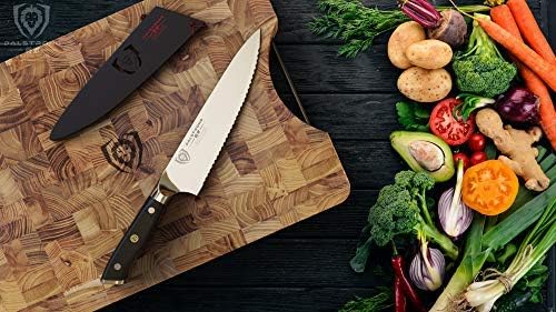 Miniatura 2 de Dalstrong Cuchillo de chef dentado de 7.5 pulgadas, serie Shogun Elite, Damasco, japonés AUS-10V Super Steel, cuchillo de chef afilado, mango negro