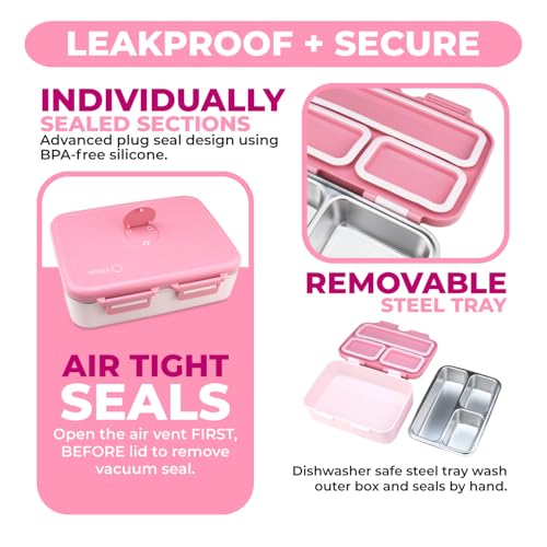 kinsho Stainless Steel Bento Box Lunch Container for Kids Adults, Pink by kinsho - Used condition - Image 6