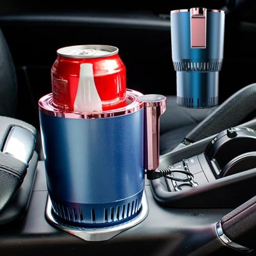 保冷 保温 ドリンクホルダー 車載冷熱カップ ホルダー 二重構造 カーマグ飲料スタンド車保温-3℃〜65℃飲料冷却器 12V車 専用 車載ホルダー 小型器 タッチボタン LED温度表示 静音スタンド冷凍 車載冷熱 12V車載保温 (ブルー)