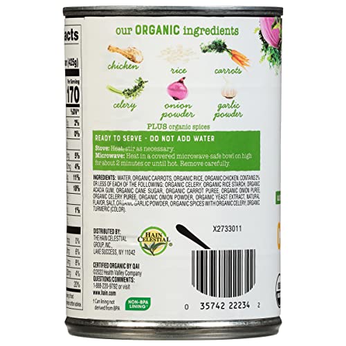 Health Valley Organic Soup, No Salt Added, Chicken & Rice, 15 Oz (Pack of 12)