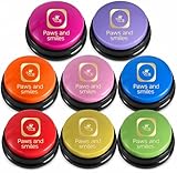Paws and Smiles Dog Talking Buttons, 8-Pack Recordable Dog Buttons for Communication & Training, Pet Buzzer Set for Dogs & Cats, Game Buzzers, pet Gifts, Fluent Pet Tool