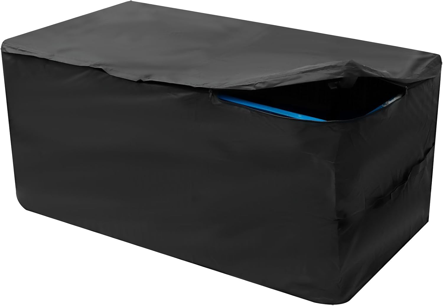 Patio Deck Box Cover, Waterproof Outdoor Rectangular Storage Bench Cover, Portable Outdoor Storage Box Protector Set for Outside Use (Black, L: 62.20 × 29.92 × 27.95 in)