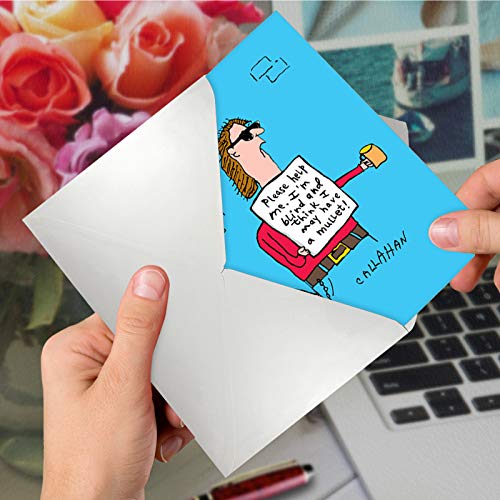 Nobleworks - 1 Humorous All Occasions Blank Greeting Card With 5 X 7 Inch Envelope - Funny Just Because Cartoon Street Beggar For Men And Women (1 Card) - John Callahan's Blind Mullet C6150Ocb #TOP4