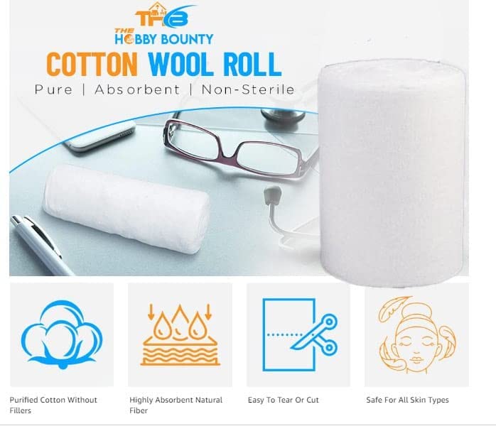 Image of THB (100gmX50), Pure Cotton Roll For Makeup Remover Cotton Pads For Face | Toner application |Ultra Soft |Cotton Facial Cleansing Wipes For Parlor and Baby Car 5 Kilogram Pack(100 Gramx50)
