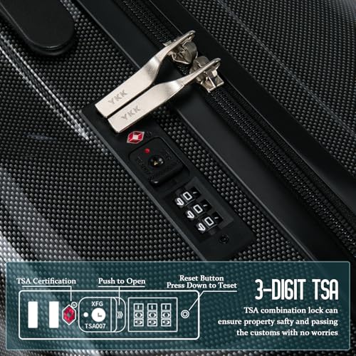 24 Inch Medium Checked Hardside Luggage, ABS+PC Hardshell Suitcase with Spinner Wheels TSA Lock, Lightweight Carry on Check Luggage with Scratch Resistant Surface3